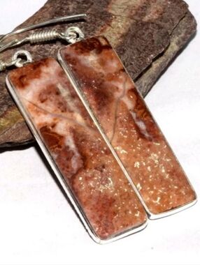 Mexican Crazy Lace Agate Gemstone Jewelry 925 Sterling Silver Handmade Earrings